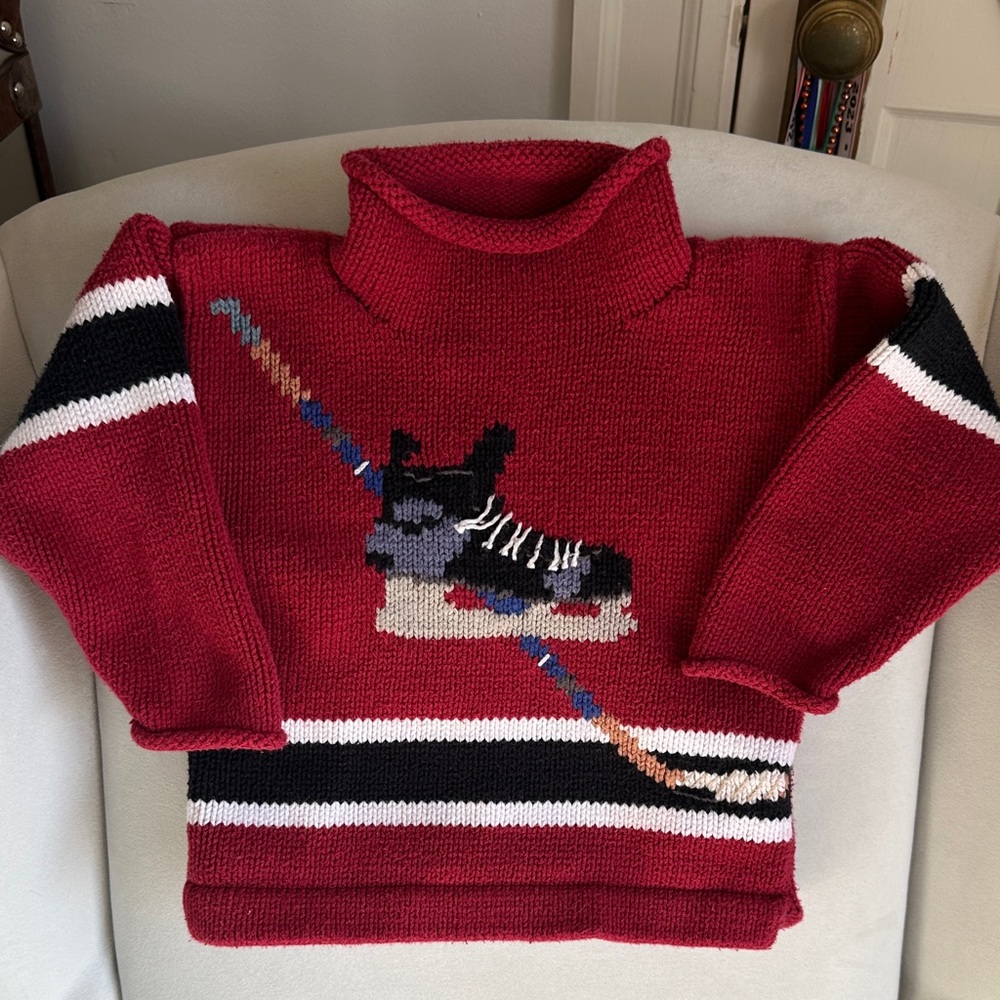 Red Hockey Knit Sweater